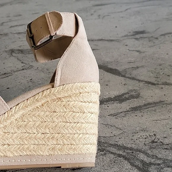 Universal Thread Jute/Faux Suede Boho Platform Wedge Peep Toe Heels Taupe sz 10 - Picture 7 of 14